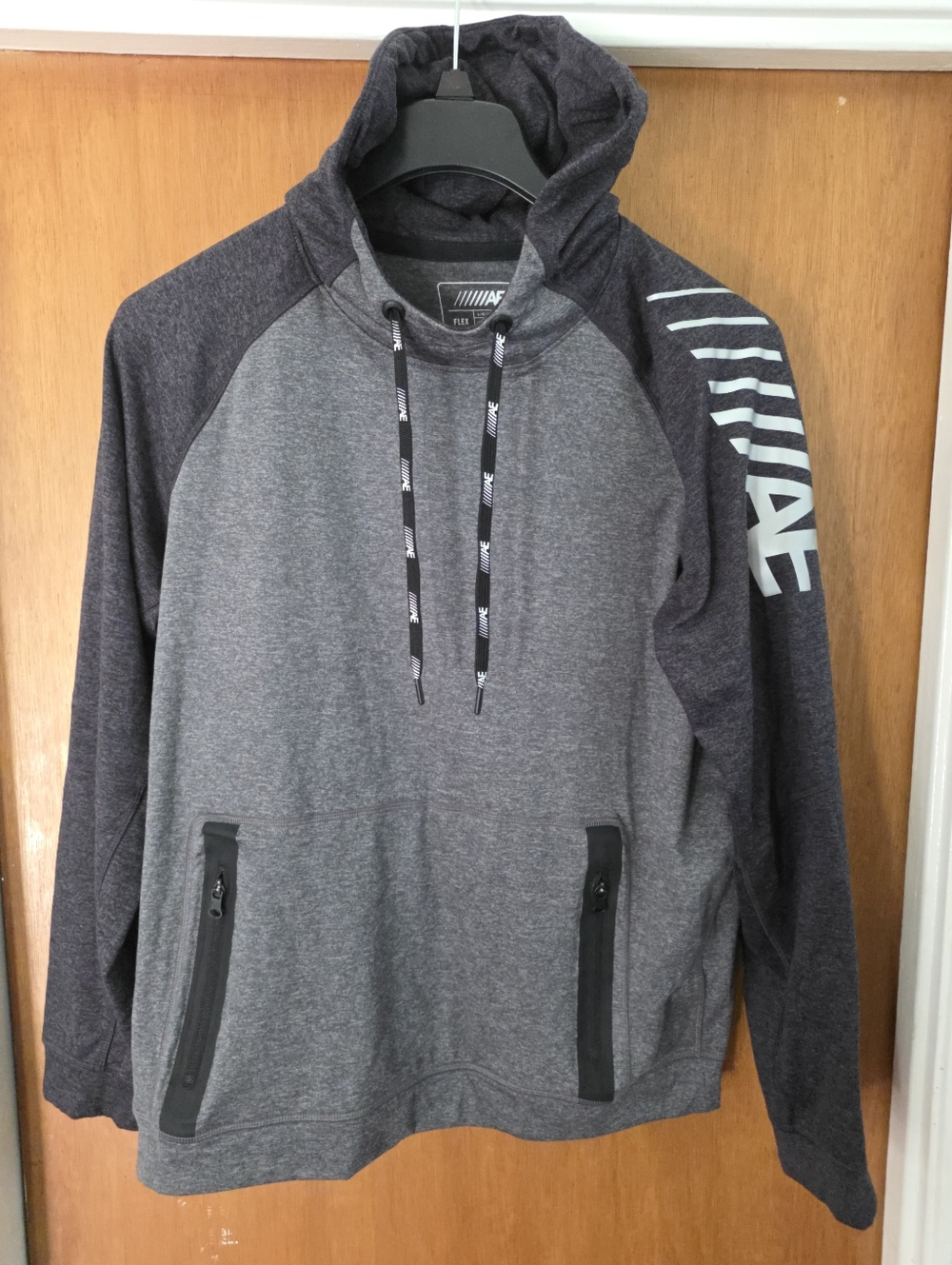 Vintage Men's American Eagle Flex Hoodie Sweater Gray Large